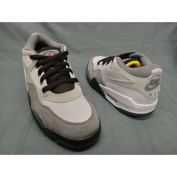 Nike Boy Air Jordan 4 RM BG PRM Sneakers Leather White Red Size 5.5 NEW IN BOX! - Picture 1 of 12
